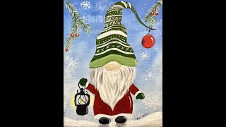 Winter Gnome Acrylic Painting Tutorial For Beginners