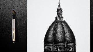 How to sketch famous dome of Florence cathedral ( Filippo Brunelleschi )( famous Architecture)