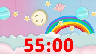 55 Minute Timer with Music for Children, Kids, Classroom - Countdown Video & Satisfying