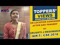 Srushti J Deshmukh, AIR 5 CSE 18, Location Concerns After Gas Tragedy, Toppers' Views, KSG Ind