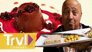 Pig Blood Panna Cotta in Montréal | Bizarre Foods with Andrew Zimmern | Travel Channel