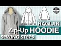 Raglan Zip-Up HOODIE for Men DIY - Sewing Steps / Complete Sew-Along / PDF Patterns Boutique