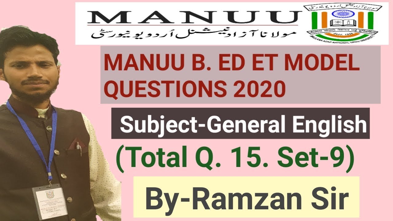 MANUU Entrance Test Questions Model Paper 2020-21 | B. Ed General ...