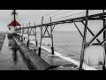 St. Joseph Lighthouse & Pier Starting To Ice Over Stunning 4K Drone Footage Dec 8 2021