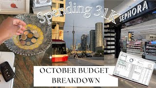 OCTOBER BUDGET BREAKDOWN | SPENDING A 31k INCOME DOWN TO ZERO