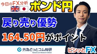 FX/為替予想「戻り売り優勢 164.50円がポイント」5分でわかる今日のポンド/円トレード戦略　2022/9/21