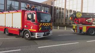 Départ VSRL 01 + EPC 37m + FPT des Sapeurs Pompiers de Strasbourg, SDIS 67 en manoeuvre