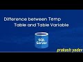 Day-17 | Temporary Table and Table Variable  in SQL |  SQL Tutorial in Hindi