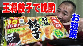 【一人晩酌】羽根付き餃子と彩り惣菜で熱々ギョーザ晩酌やってみた！【大食い】