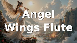 AI Girl with Angelic Wings Playing Flute from Above