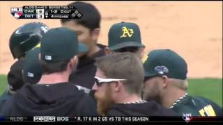 Detroit Tiger's Victor Martinez \u0026 Oakland A's Grant Balfour swear at each other on live TV