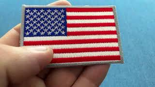 American Flag Patch Silver Border (P1384)