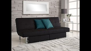 dhp sola convertible sofa with storage in black