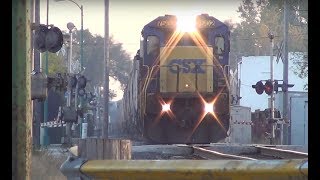 CSX 7502 phosphate train in Wapakoneta Ohio CSX 8025 SD40-2