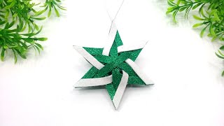 DIY Christmas Star making | Glitter foam sheet craft ideas | Xmas Tree Ornaments Crafts