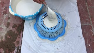 Marvel At The Technique Of Making Flower Pots From White Cement And Plastic Baskets