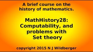 Computability and problems with Set theory | Math History | NJ Wildberger