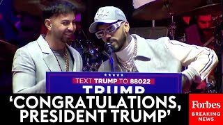 JUST IN: Anuel AA And Justin Quiles Speak At Trump's Victory Rally In Washington, D.C.