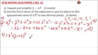 2010 KCSE MATHEMATICS PAPER 2 QUESTION 12