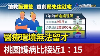 醫療環境無法留才 桃園護病比接近1：15