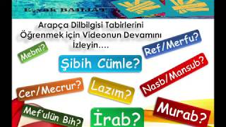 01 ARAPÇA DİLBİLGİSİ TABİRLERİ/TERİMLERİ BİRİNCİ BÖLÜM