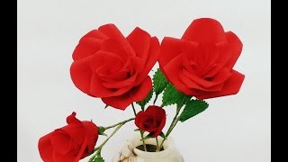 How to make Paper flower Rose for Valentine Day (Flower # 2)