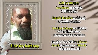 Death Bulletin for the late Finister Anthony