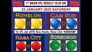 STL 1ST Draw 1030AM Result STL Romblon STL Cam Sur  STL Sorsogon 25 January 2025 SATURDAY