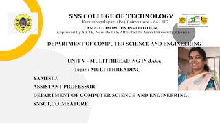 Introduction to Multithreading | OOPS Using JAVA | SNS Institutions