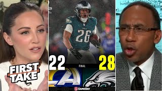 FIRST TAKE | Saquon Barkley is at a Super Bowl LEVEL - Kay Adams on Eagles plows thru Rams in snow