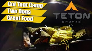 TETON Vista 1 Cot Tent and Two Dogs Overnight Camp