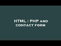 HTML : PHP and contact form