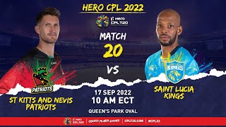 LIVE | St Kitts & Nevis Patriots vs St Lucia Kings | CPL 2022