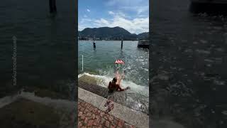 Woman Slips Into Lake Como In Italy 🇮🇹