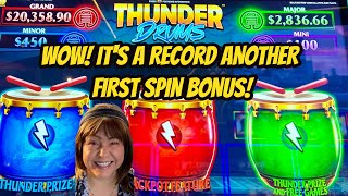 FIRST SPIN BONUS & MORE! DRUMS ARE THUNDERING