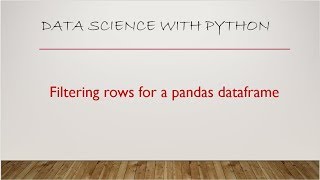 Filtering Rows Pandas Dataframe