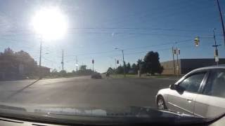 Flashing red traffic light at intersection