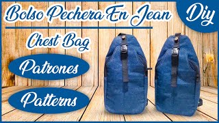 Como Hacer Bolso PECHERA Transversal , Riñonera, Bandolera, Mochila, Manos Libres En Jean