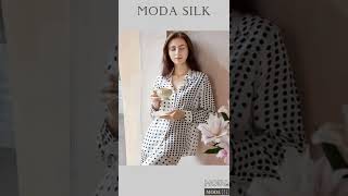 ModaSilk Women Uneven Spaced Polka Dot Silk Pajamas