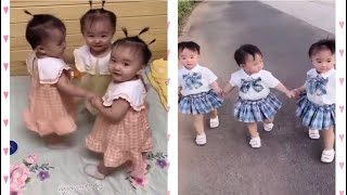 Funny Triplets Babies. Funny Three Cute Naughty Kids Videos.
