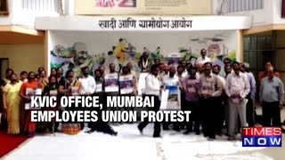 KVIC Mumbai Office Protest Against Khadi Calender