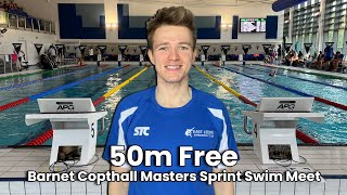 David Competes in the 50m Freestyle at the Barnet Copthall Masters Sprint Swim Meet 2023