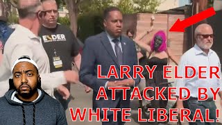 Larry Elder ATTACKED WITH EGG By White Liberal As Black Liberal Claims Only Democrats Can Have Power