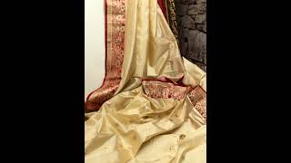 Cream Golden Color Pure Korial Banarasi Silk Saree