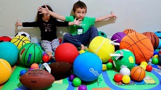 Toddlers Learn Colors with a Lot of Sports Balls - Fun Learning Activity for Preschool Kids