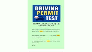 NC DMV Permit Test Practice Real Qs with Certified Ans 2024202595