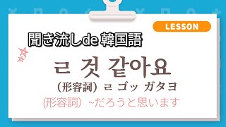 韓国語 初級形容詞 聞き流しｌ形容詞活用練習ｌㄹ 것 같아요  (ㄹ ゴッ ガタヨ)ｌ~だろうと思いますｌ (形容詞の)未来への予測ｌ韓国語ネイティブが読む聞き流しｌ韓国語リスニングｌ聞き流しで韓国語