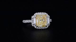 Radiant Cut Shape Diamond Ring 18k White Gold With Light Yellow 1.82 ct - Asteria Diamonds