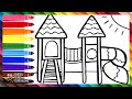 Drawing And Coloring A Rainbow Playground 🛝🌈 Drawings For Kids