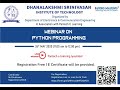 Python Basics |Webinar On Python Programming | DSIT, Trichy | Pantech e learning